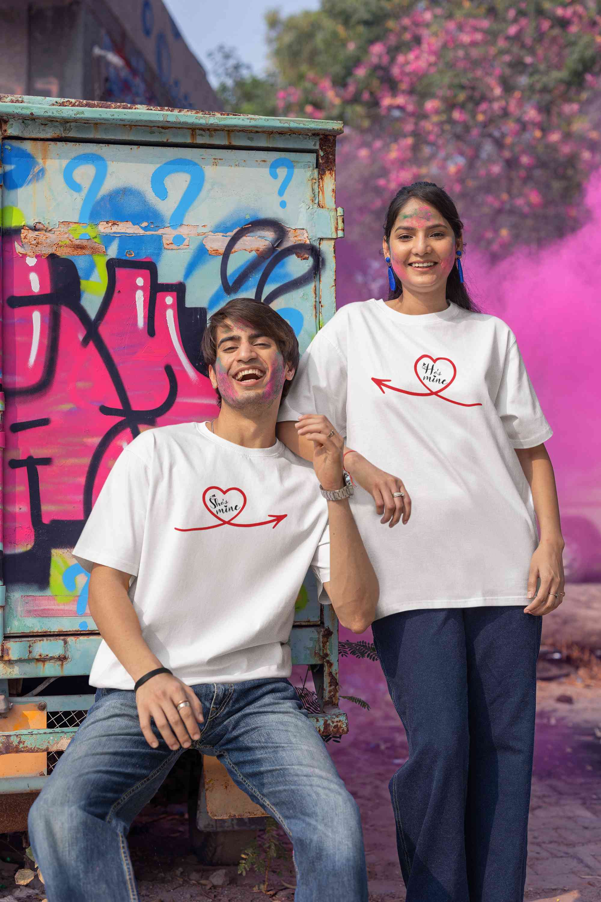 She Is Mine Couple Half Sleeves T-Shirts -FunkyTeesClub