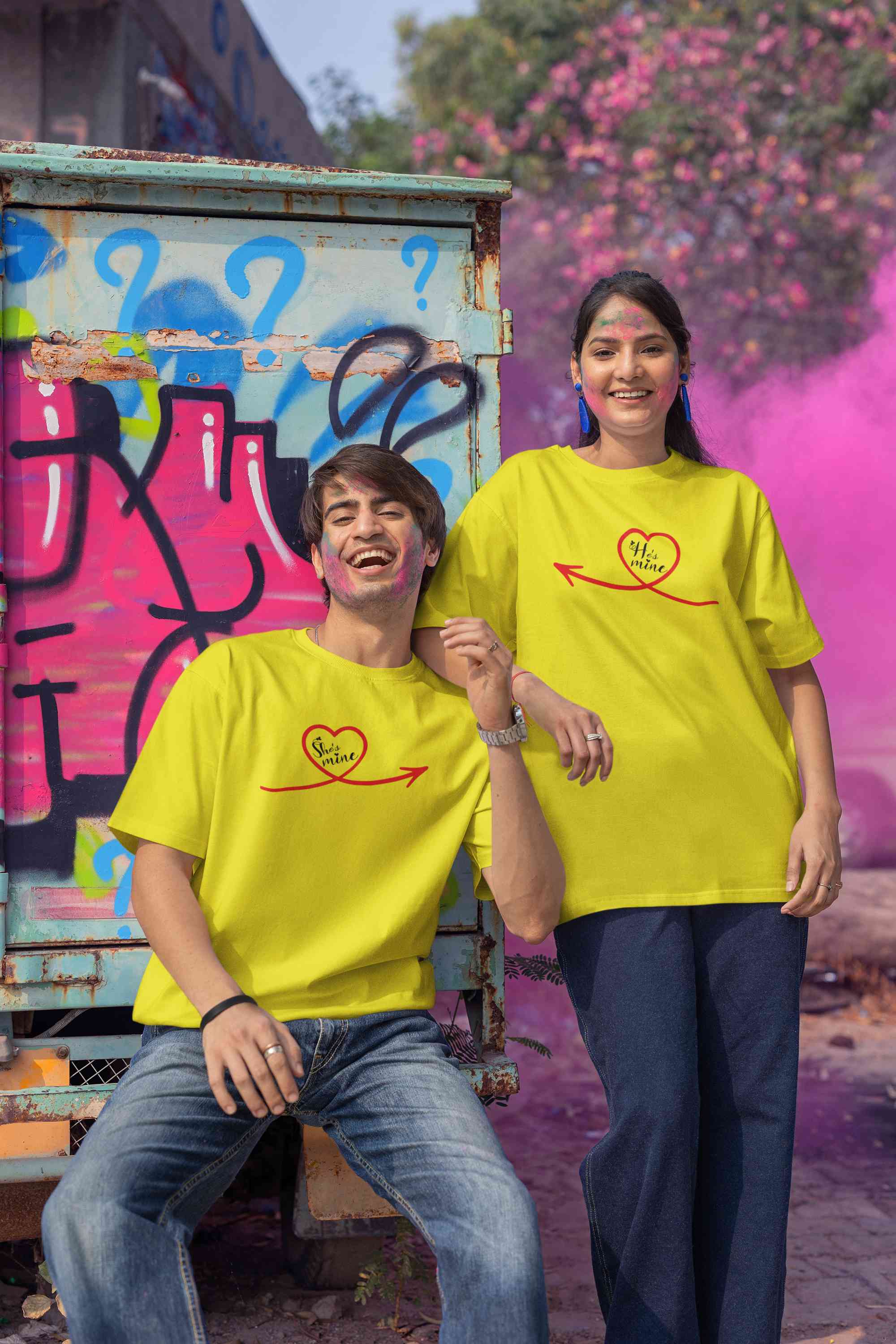 She Is Mine Couple Half Sleeves T-Shirts -FunkyTeesClub
