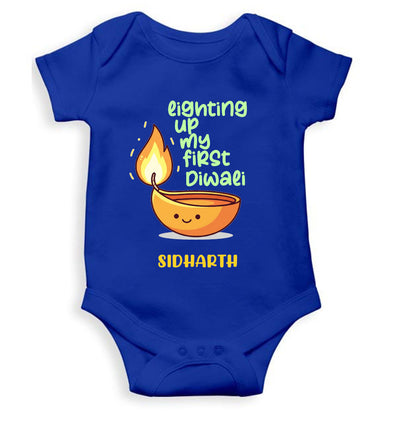 Custom Name Lighting Up My First Diwali Rompers for Baby Boy- FunkyTeesClub