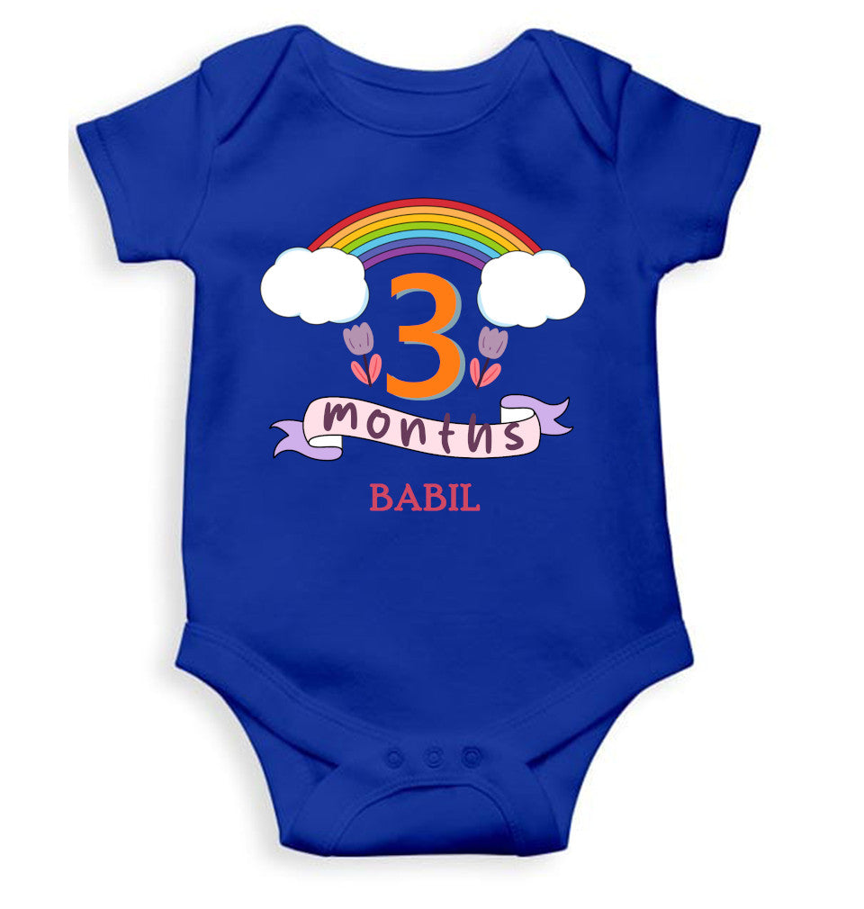 Custom Name Third Month Rompers for Baby Boy- FunkyTeesClub