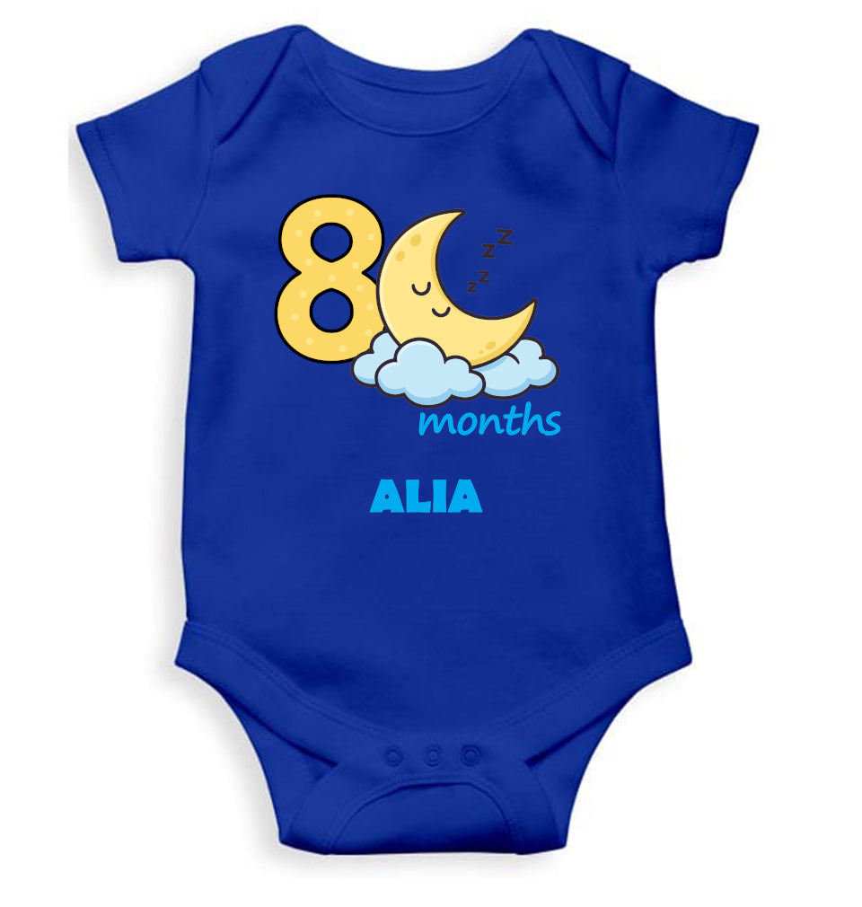 Custom Name Eighth Month Rompers for Baby Girl- FunkyTeesClub
