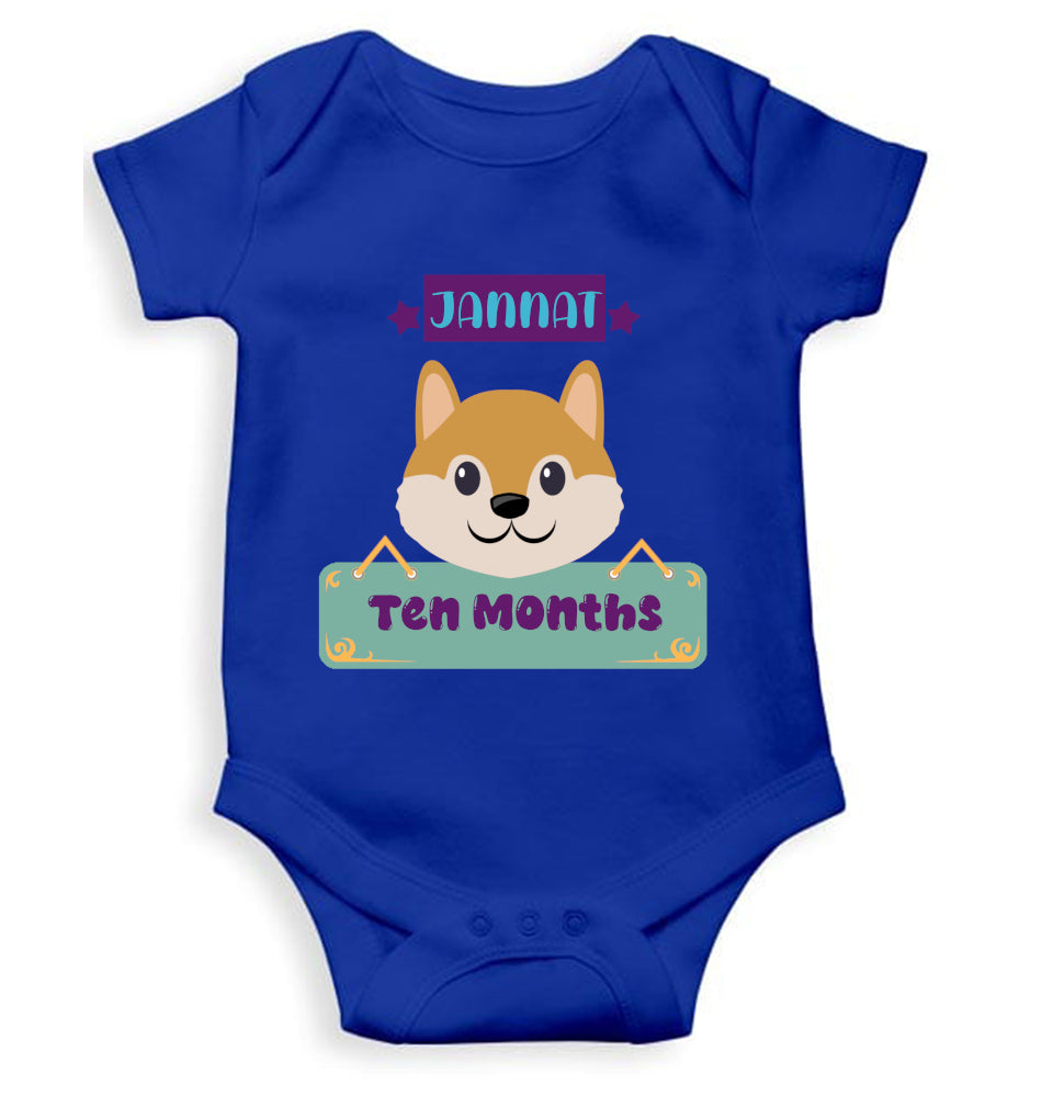 Custom Name Ten Months Rompers for Baby Girl- FunkyTeesClub