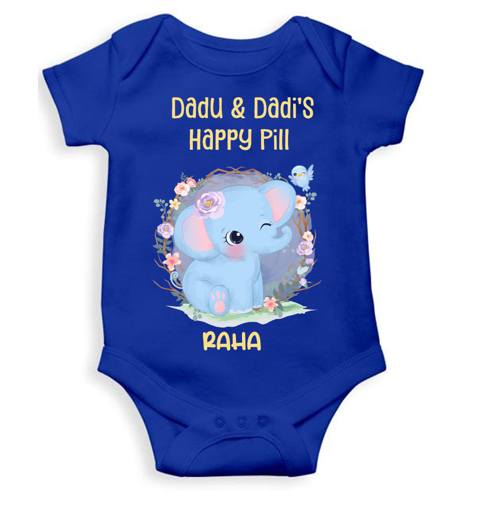 Custom Name Dada Dadis Happy Pill New Born Rompers for Baby Girl- FunkyTeesClub