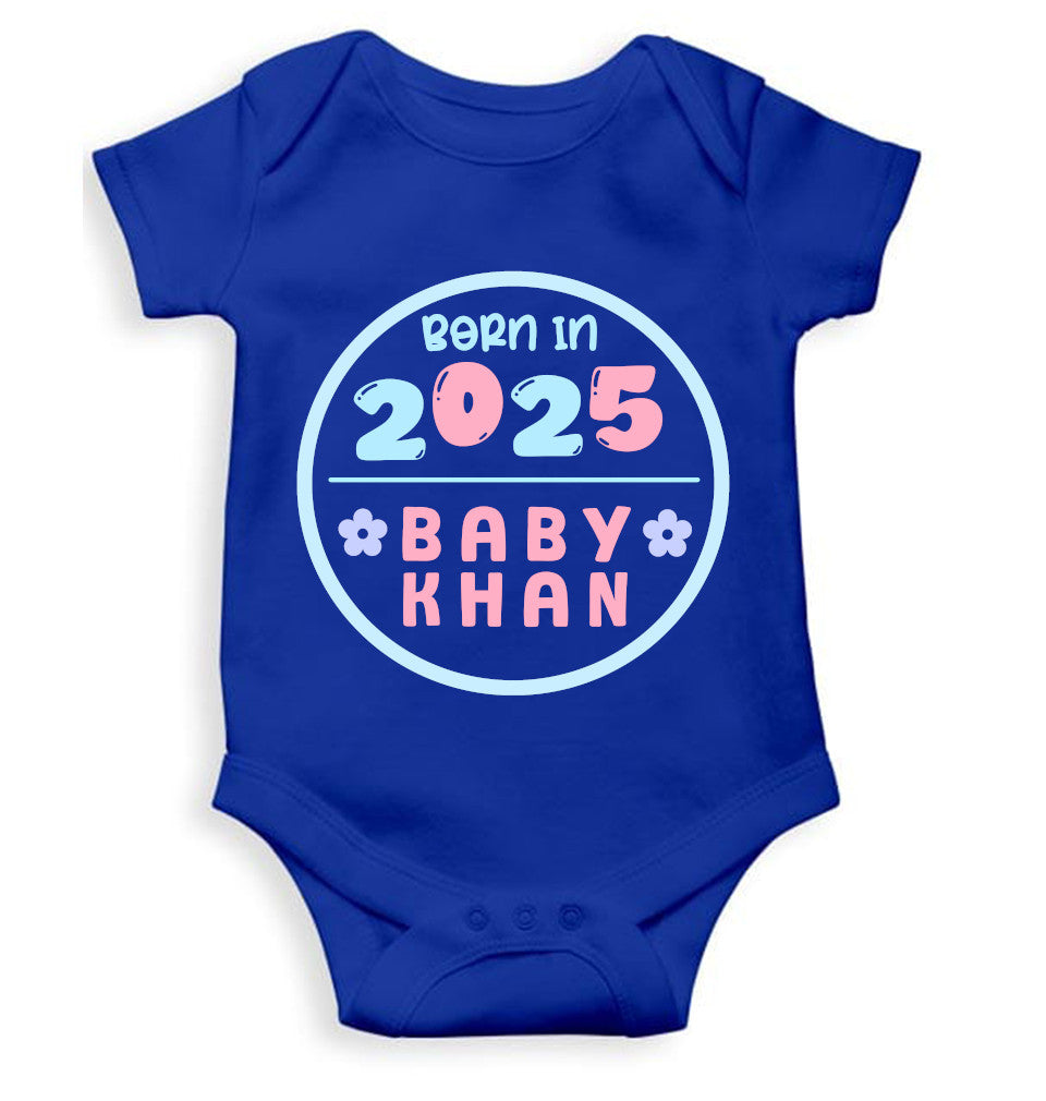 Custom Name Baby Surname And Year New Born Rompers for Baby Girl- FunkyTeesClub