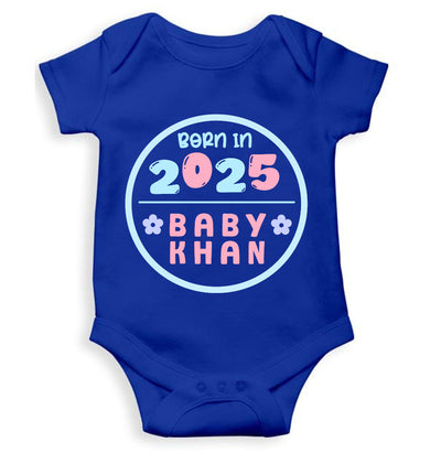 Custom Name Baby Surname And Year New Born Rompers for Baby Boy- FunkyTeesClub