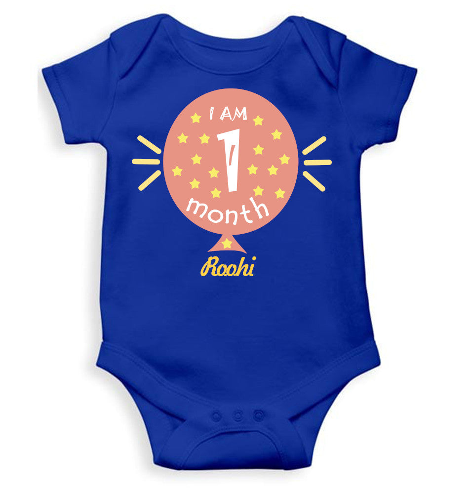 Custom Name I Am One Month Rompers for Baby Girl- FunkyTeesClub