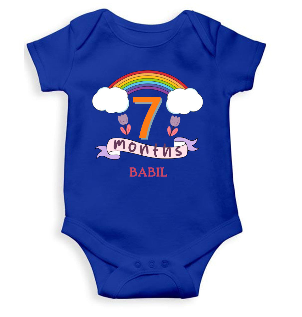Custom Name Seventh Month Rompers for Baby Boy- FunkyTeesClub