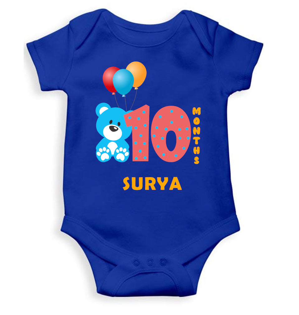 Custom Name Tenth Month Rompers for Baby Boy- FunkyTeesClub