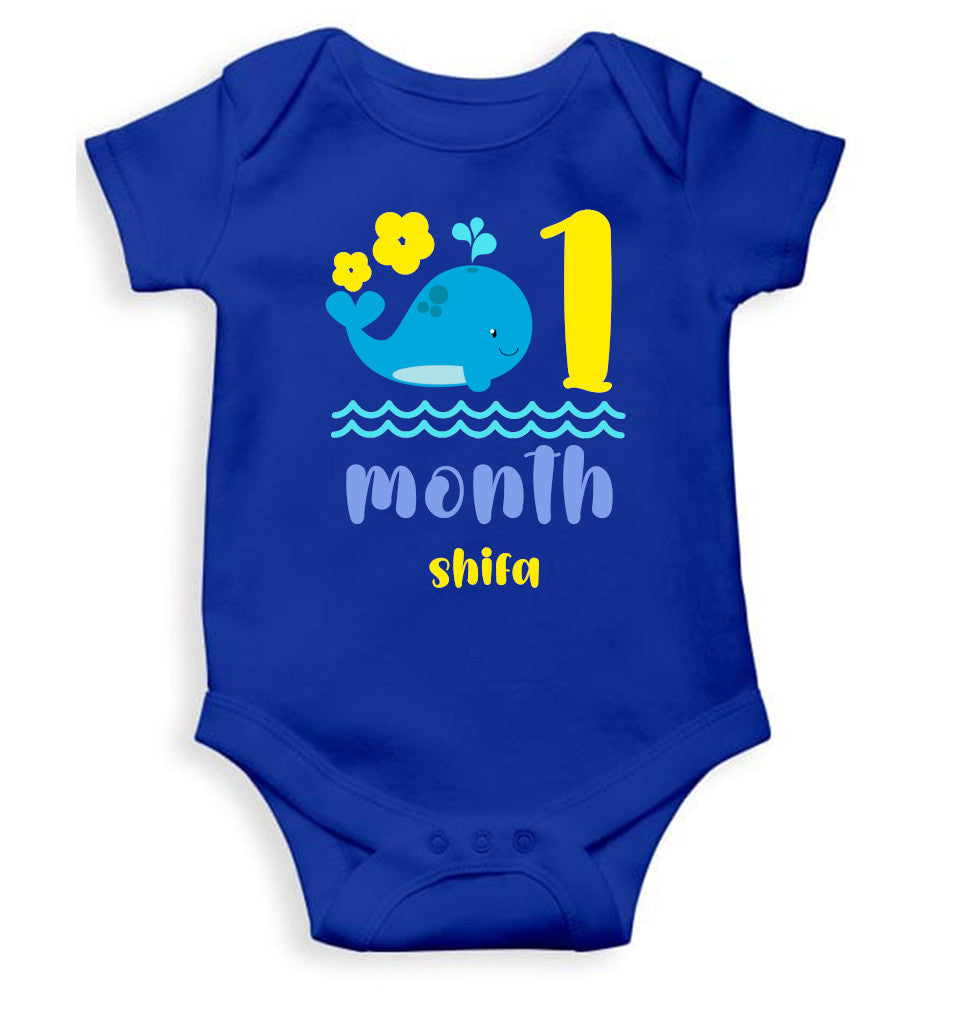 Custom Name Month One Rompers for Baby Girl- FunkyTeesClub