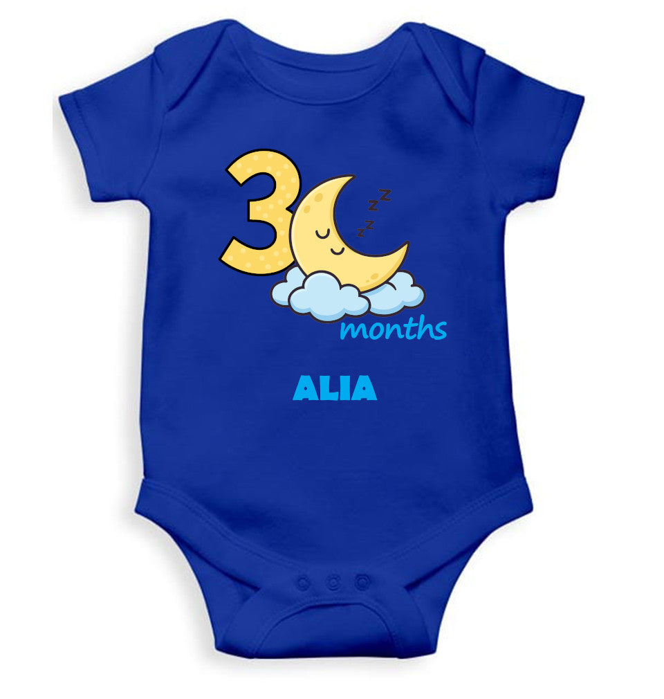 Custom Name Third Month Rompers for Baby Girl- FunkyTeesClub