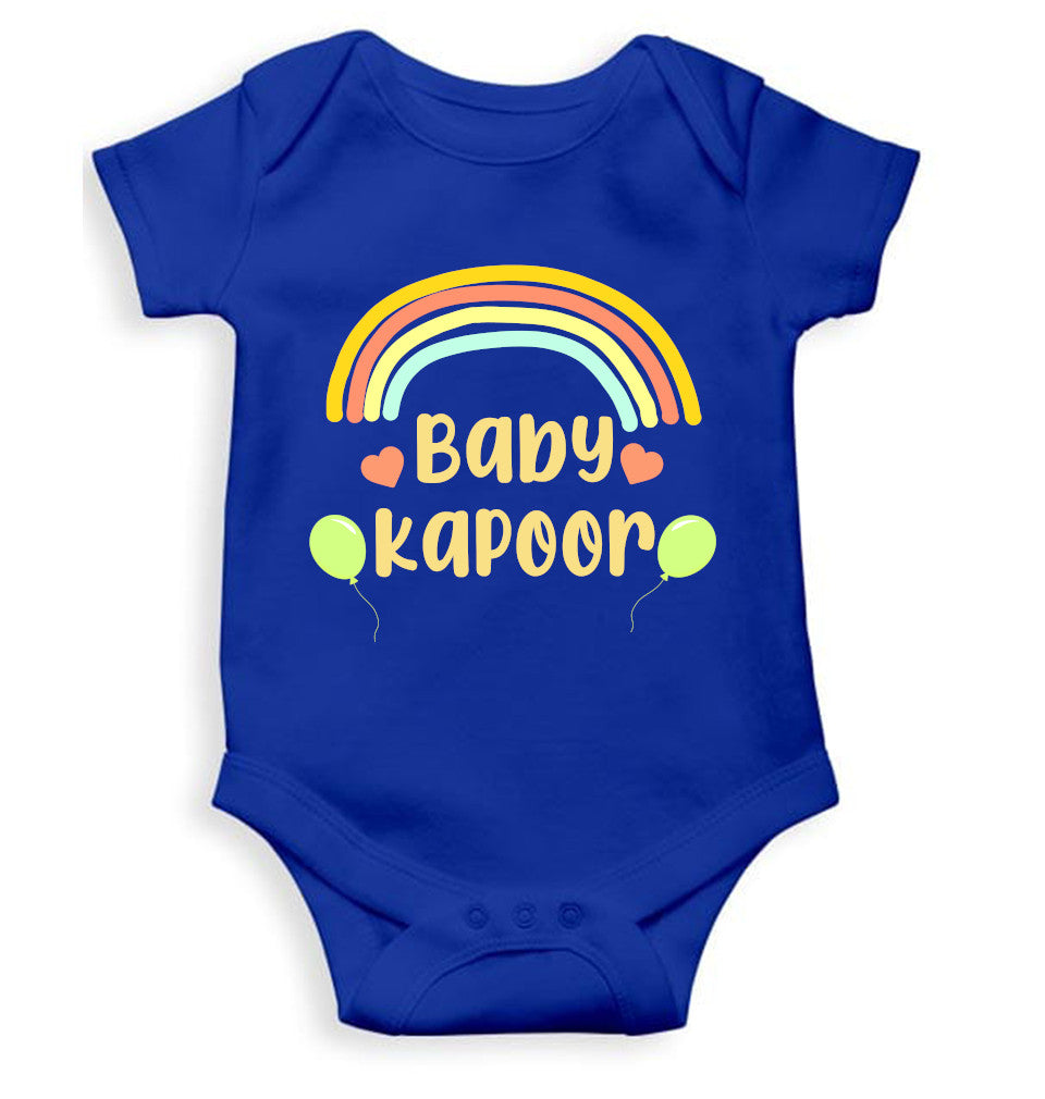Custom Name Baby Surname Rainbow Design New Born Rompers for Baby Girl- FunkyTeesClub