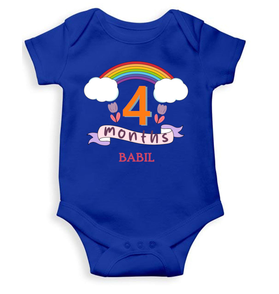 Custom Name Fourth Month Rompers for Baby Boy- FunkyTeesClub