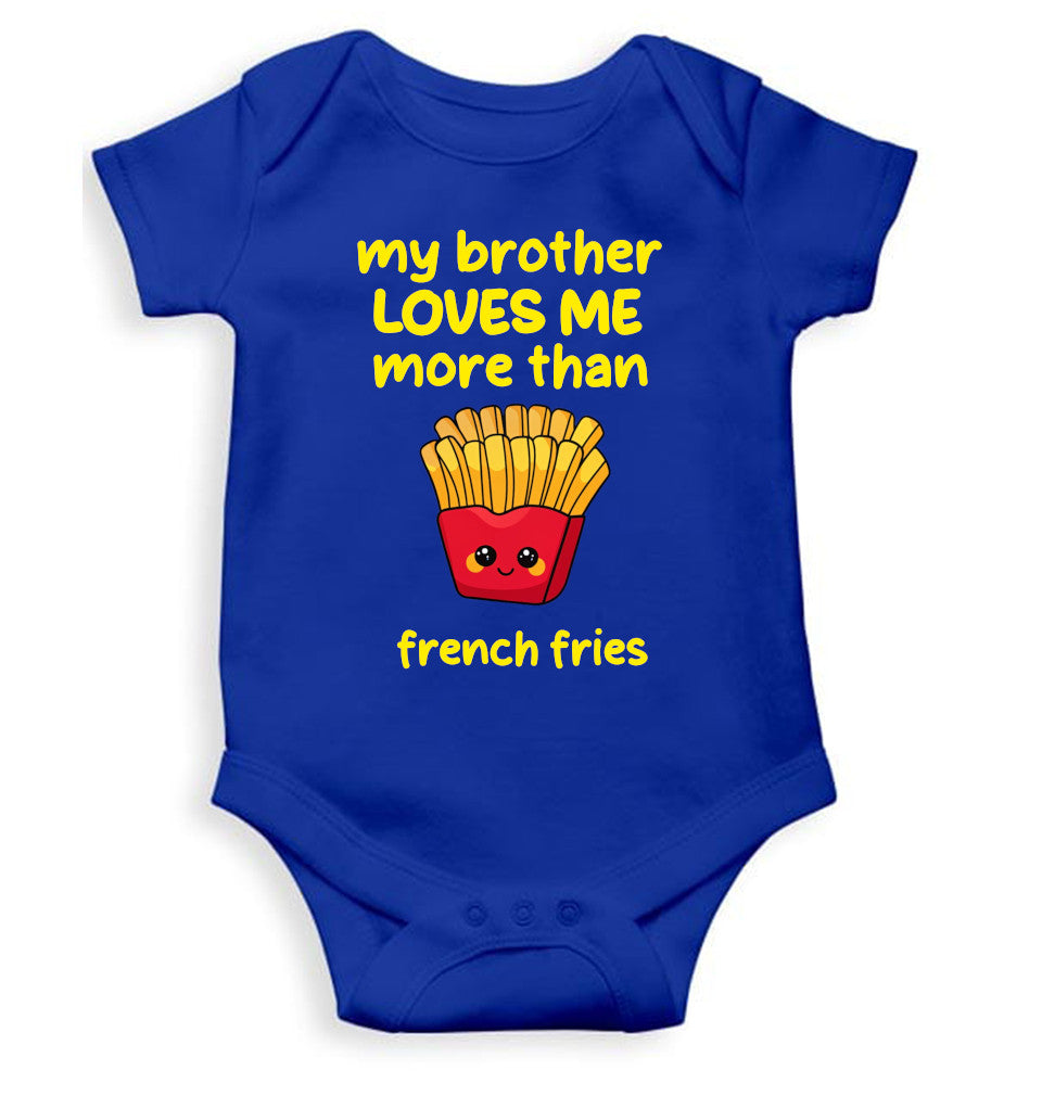 My Brother Loves Me More Than French Fries Rakshabandhan Rompers for Baby Girl- FunkyTeesClub