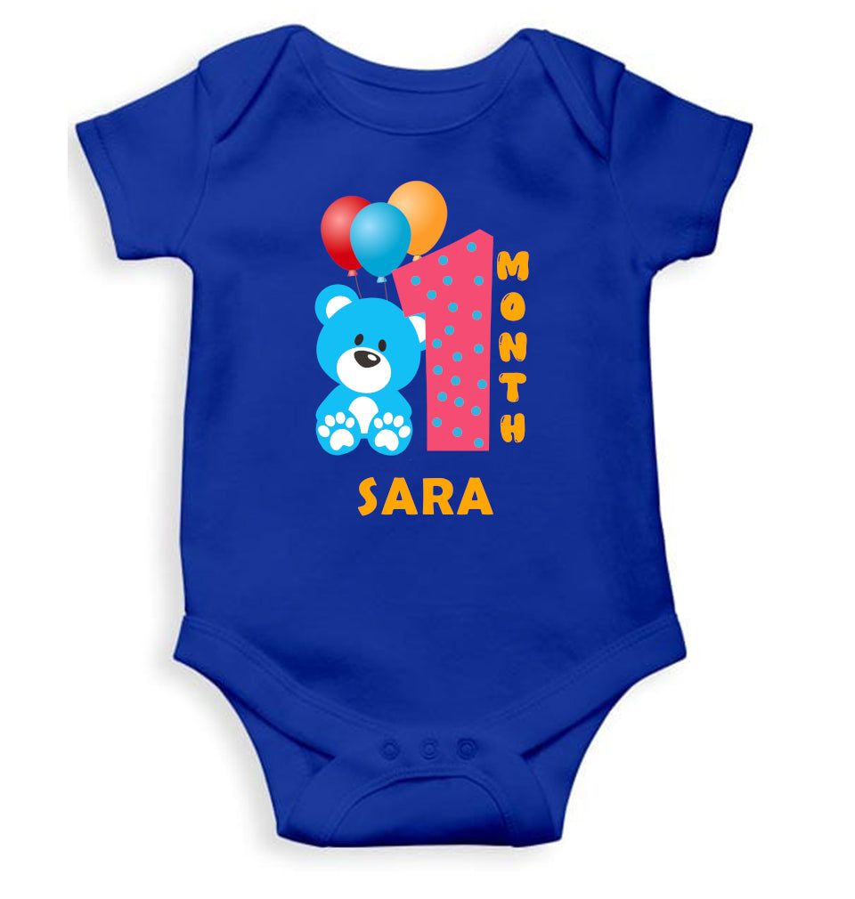 Custom Name First Month Rompers for Baby Girl- FunkyTeesClub