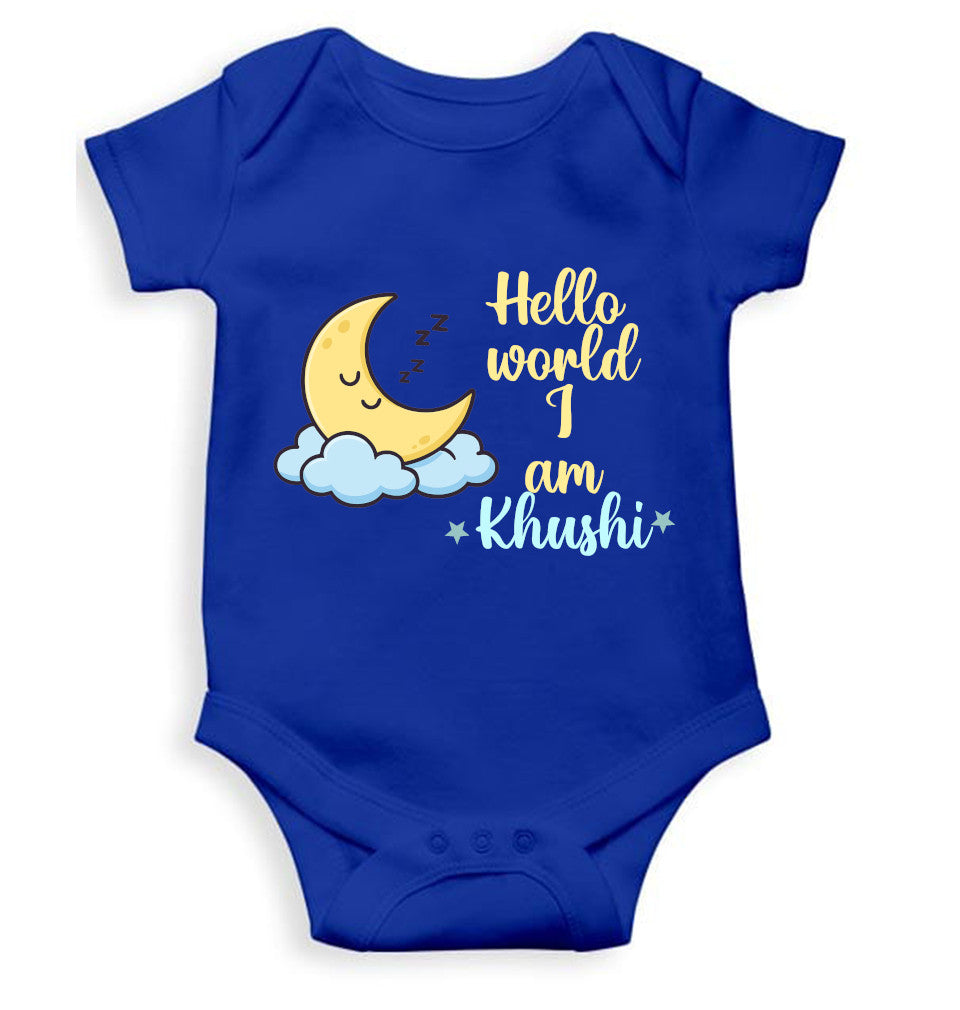 Custom Name Hello World New Born Rompers for Baby Girl- FunkyTeesClub