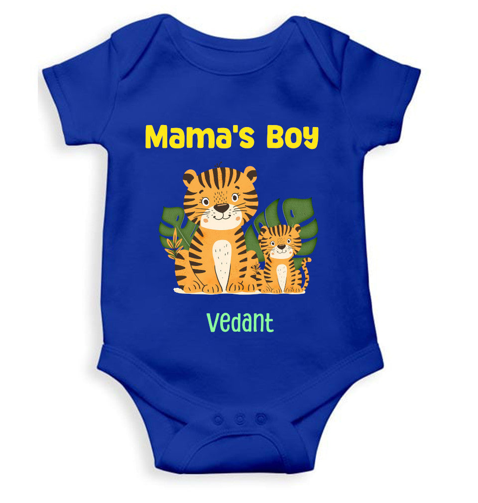 Custom Name Mamas Boy New Born Rompers for Baby Boy- FunkyTeesClub