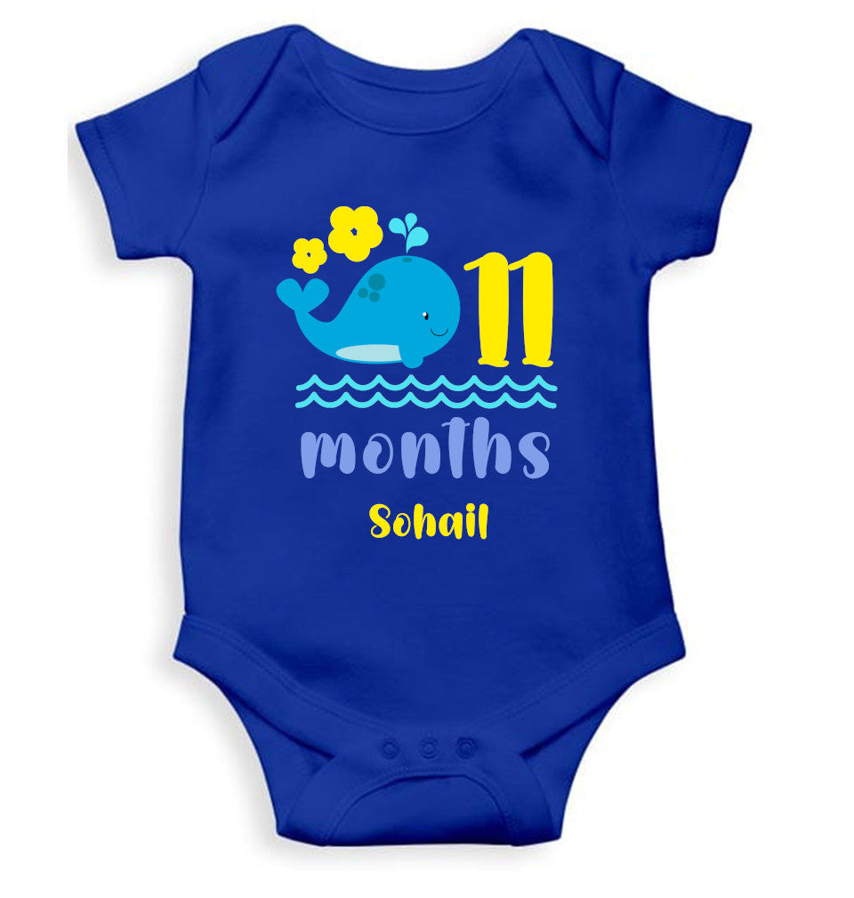 Custom Name Eleventh Month Rompers for Baby Boy- FunkyTeesClub
