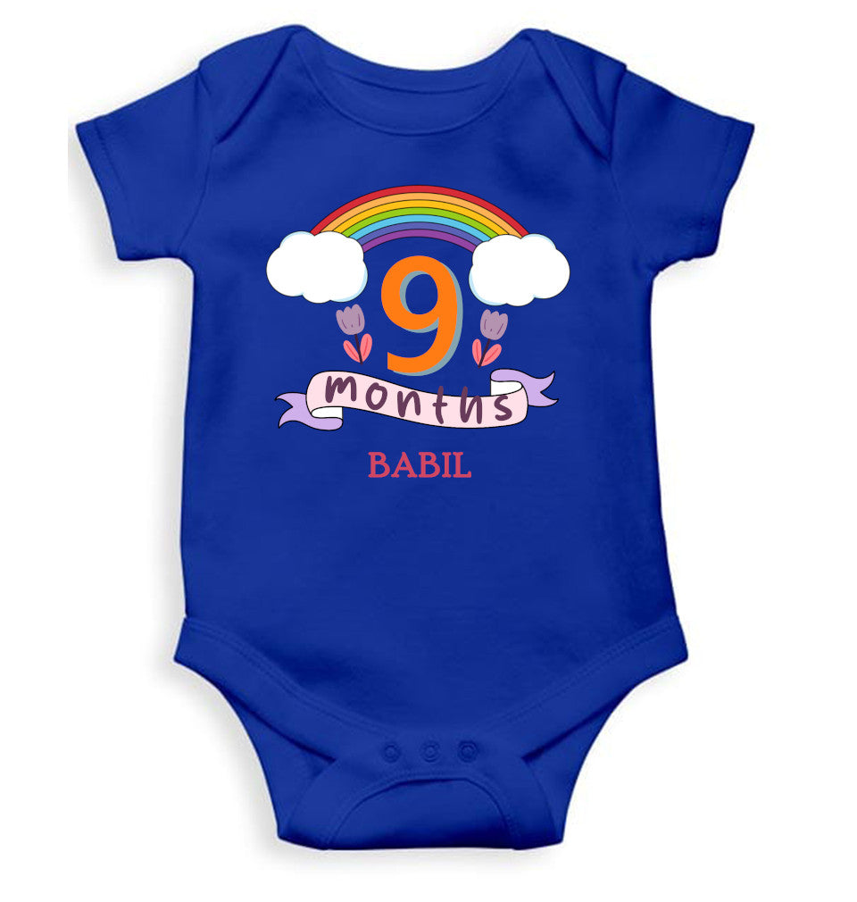 Custom Name Ninth Month Rompers for Baby Boy- FunkyTeesClub