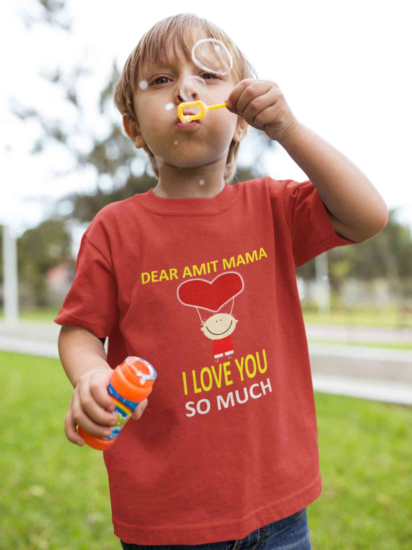 Custom Name I love My Mama So Much Half Sleeves T-Shirt for Boy-FunkyTeesClub