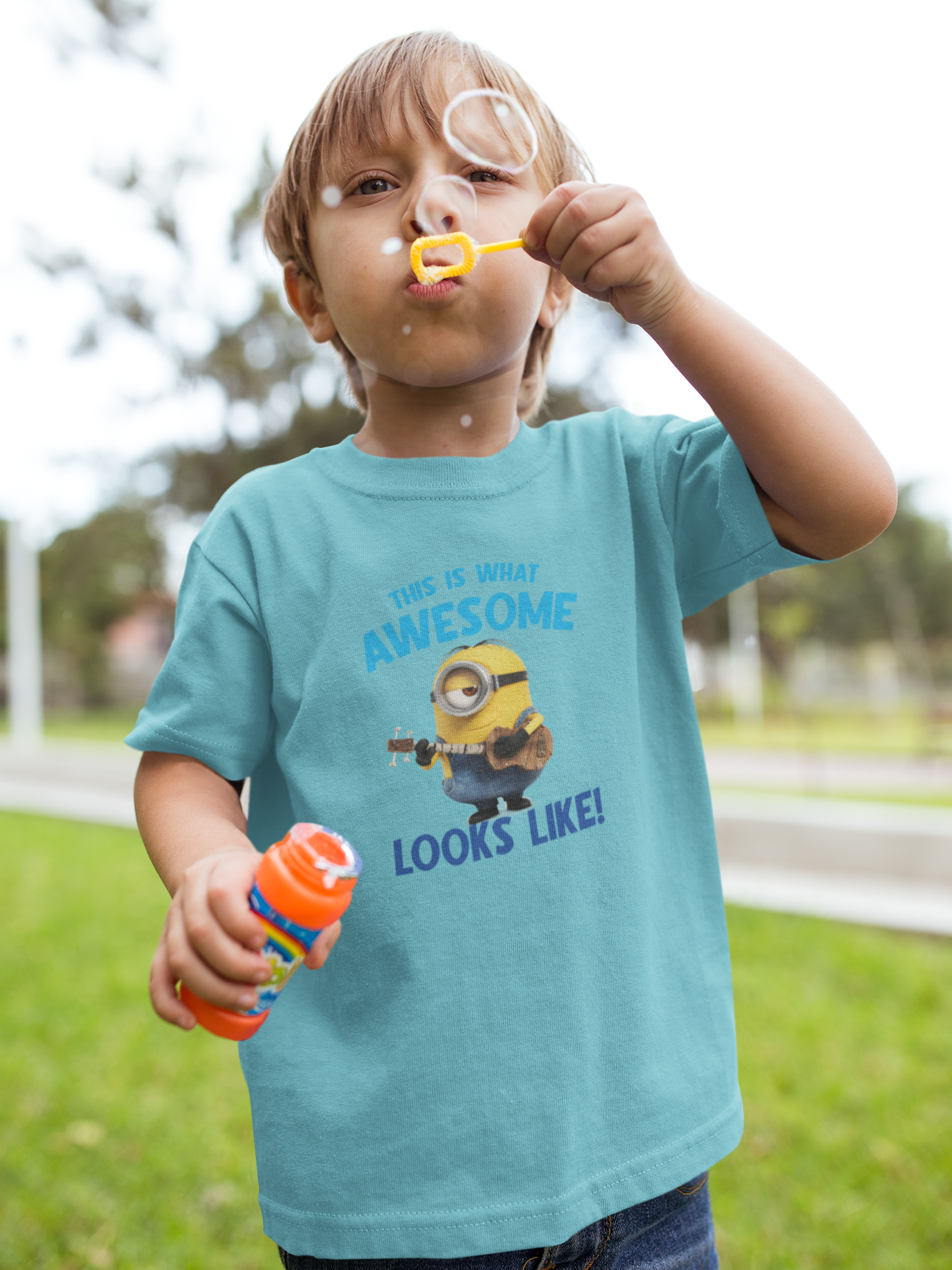 This Is What Awesome Looks Like Minion Half Sleeves T-Shirt for Boy-FunkyTeesClub