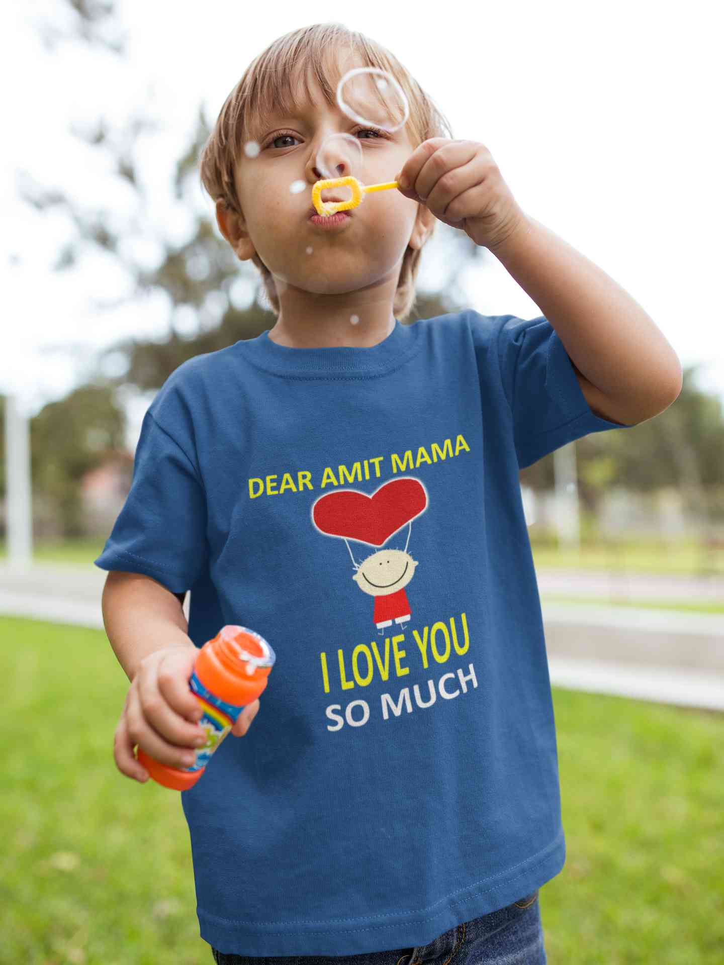 Custom Name I love My Mama So Much Half Sleeves T-Shirt for Boy-FunkyTeesClub