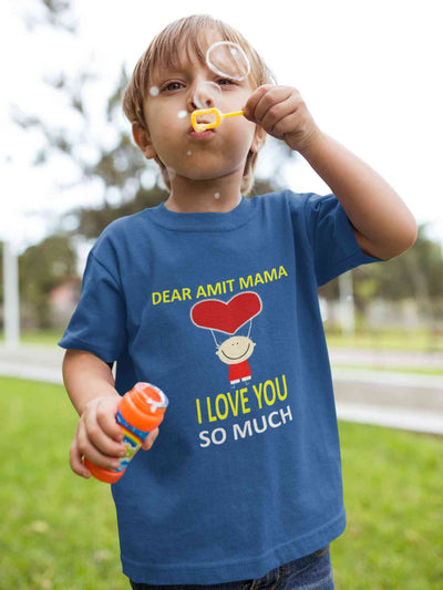 Custom Name I love My Mama So Much Half Sleeves T-Shirt for Boy-FunkyTeesClub