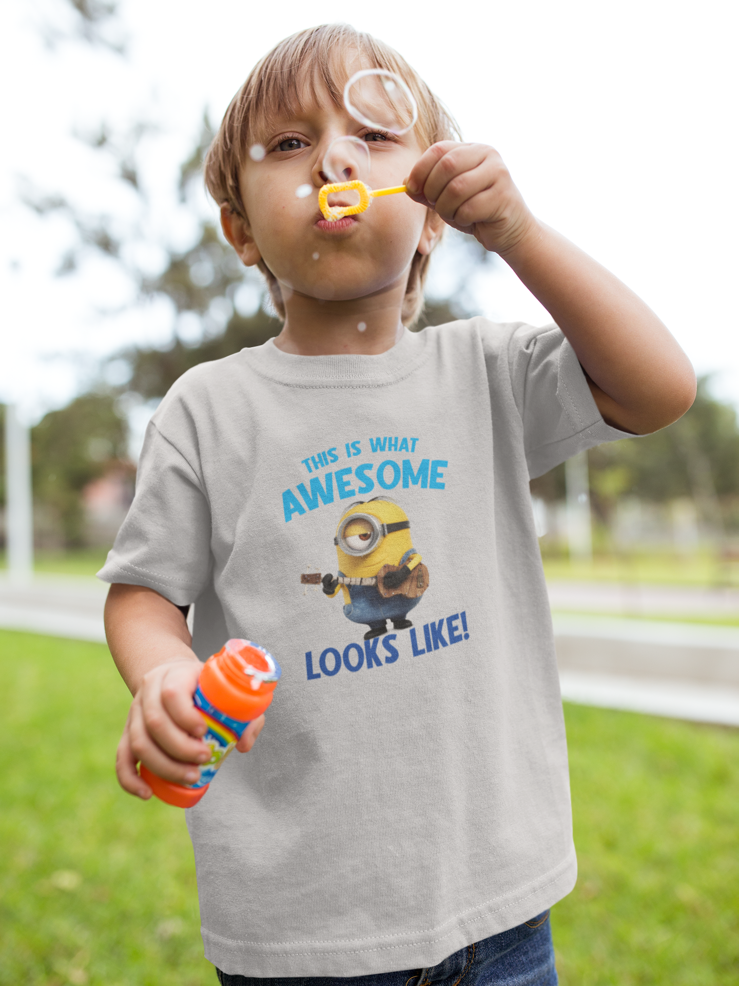 This Is What Awesome Looks Like Minion Half Sleeves T-Shirt for Boy-FunkyTeesClub