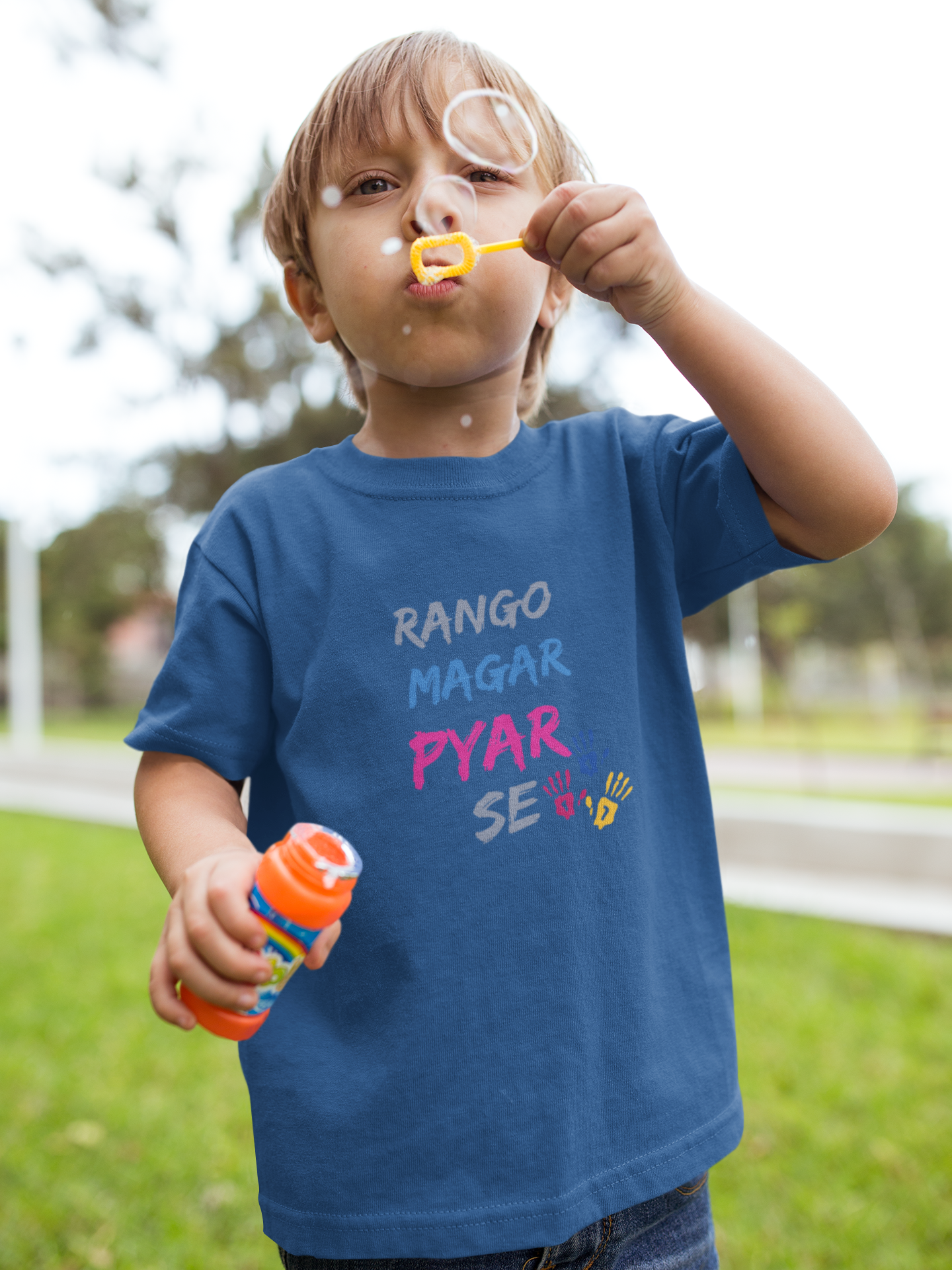Rango Magar Pyar Se Holi Half Sleeves T-Shirt for Boy-FunkyTeesClub