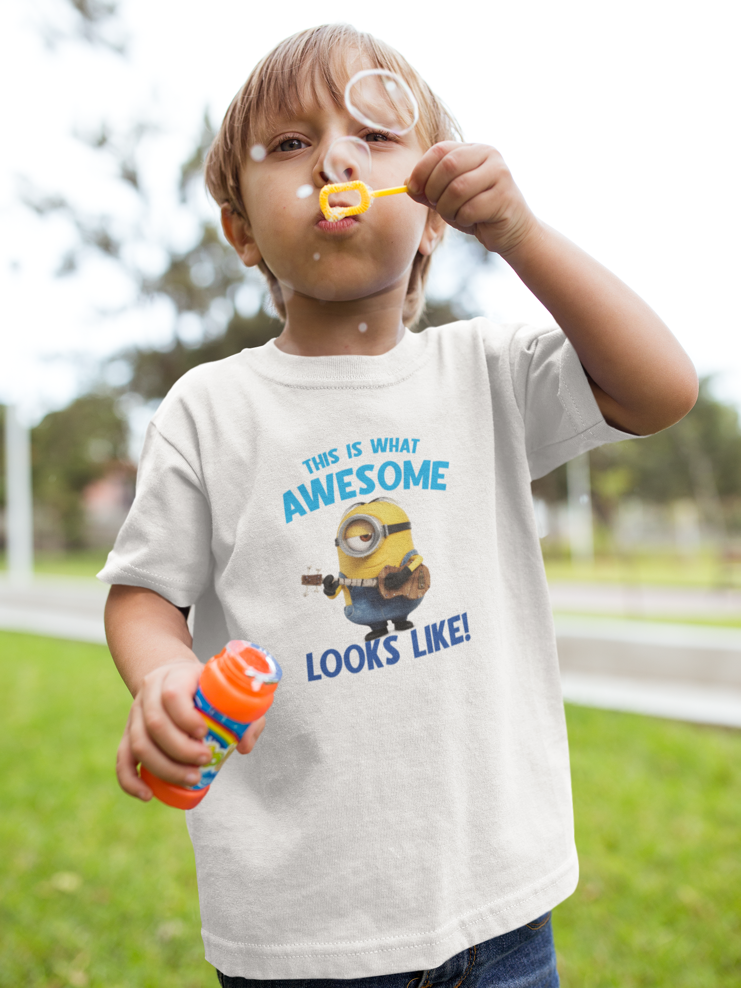 This Is What Awesome Looks Like Minion Half Sleeves T-Shirt for Boy-FunkyTeesClub
