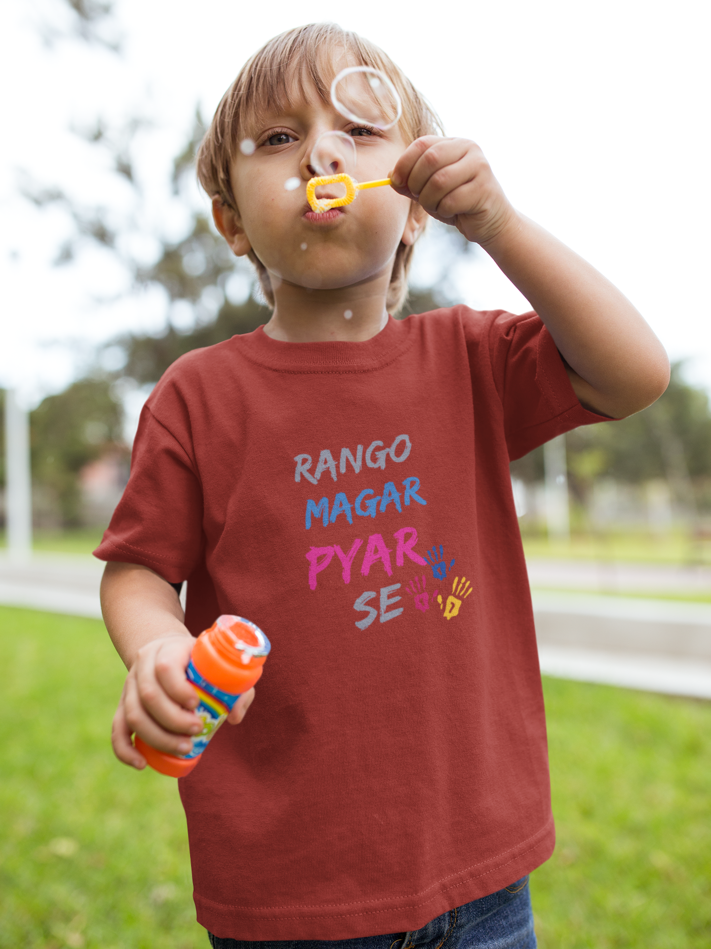Rango Magar Pyar Se Holi Half Sleeves T-Shirt for Boy-FunkyTeesClub