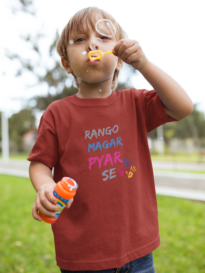 Rango Magar Pyar Se Holi Half Sleeves T-Shirt for Boy-FunkyTeesClub