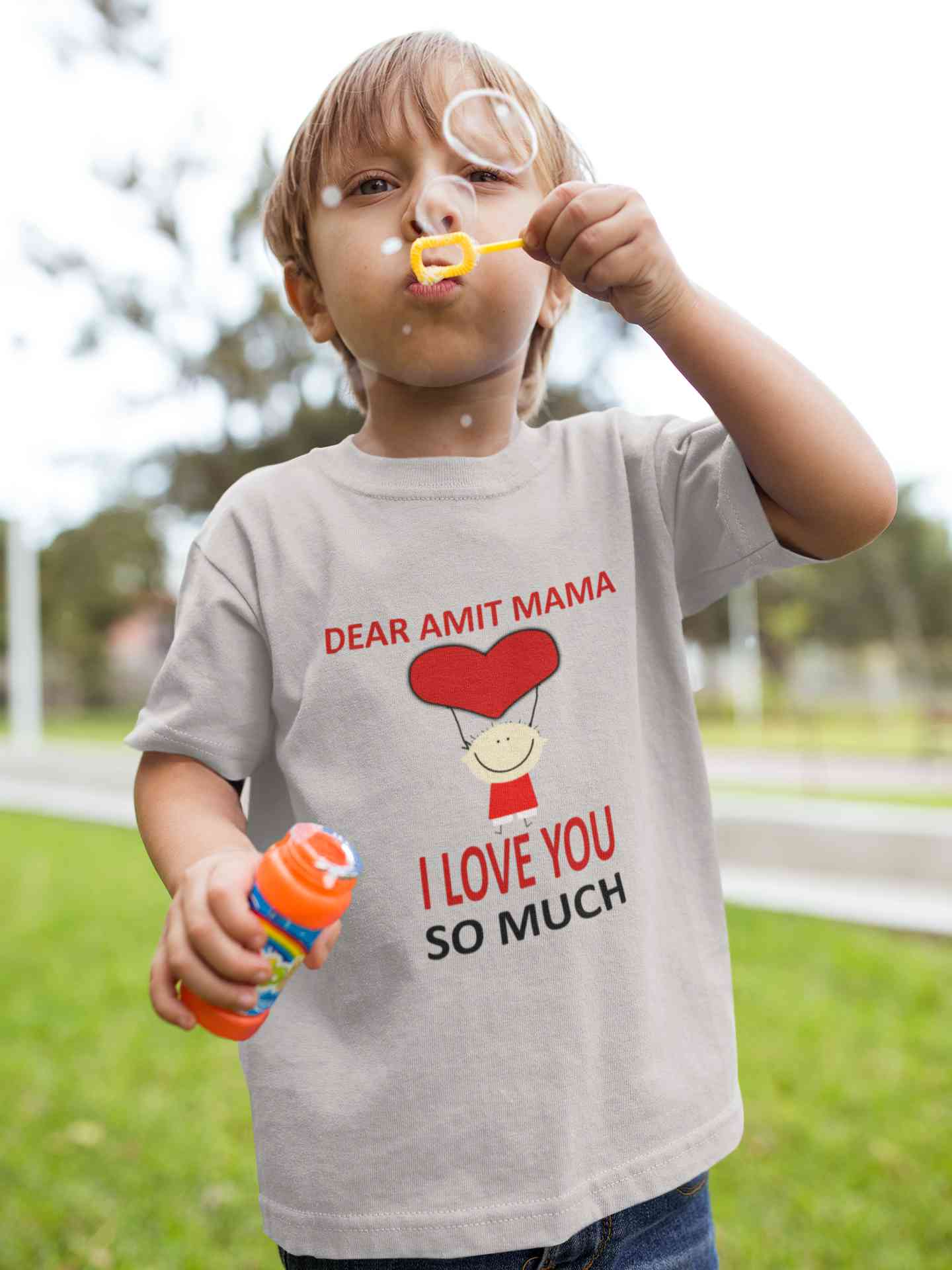 Custom Name I love My Mama So Much Half Sleeves T-Shirt for Boy-FunkyTeesClub