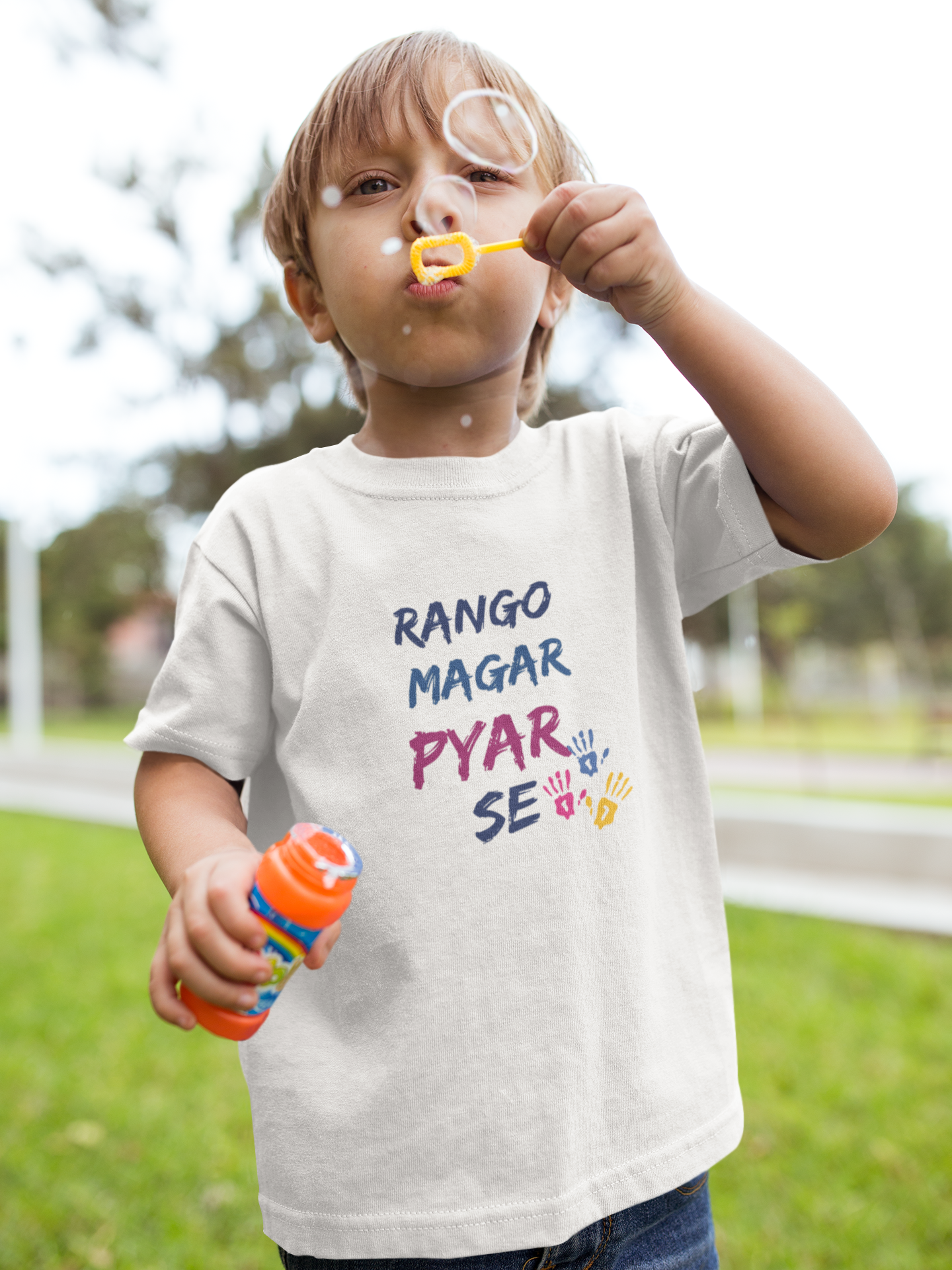 Rango Magar Pyar Se Holi Half Sleeves T-Shirt for Boy-FunkyTeesClub