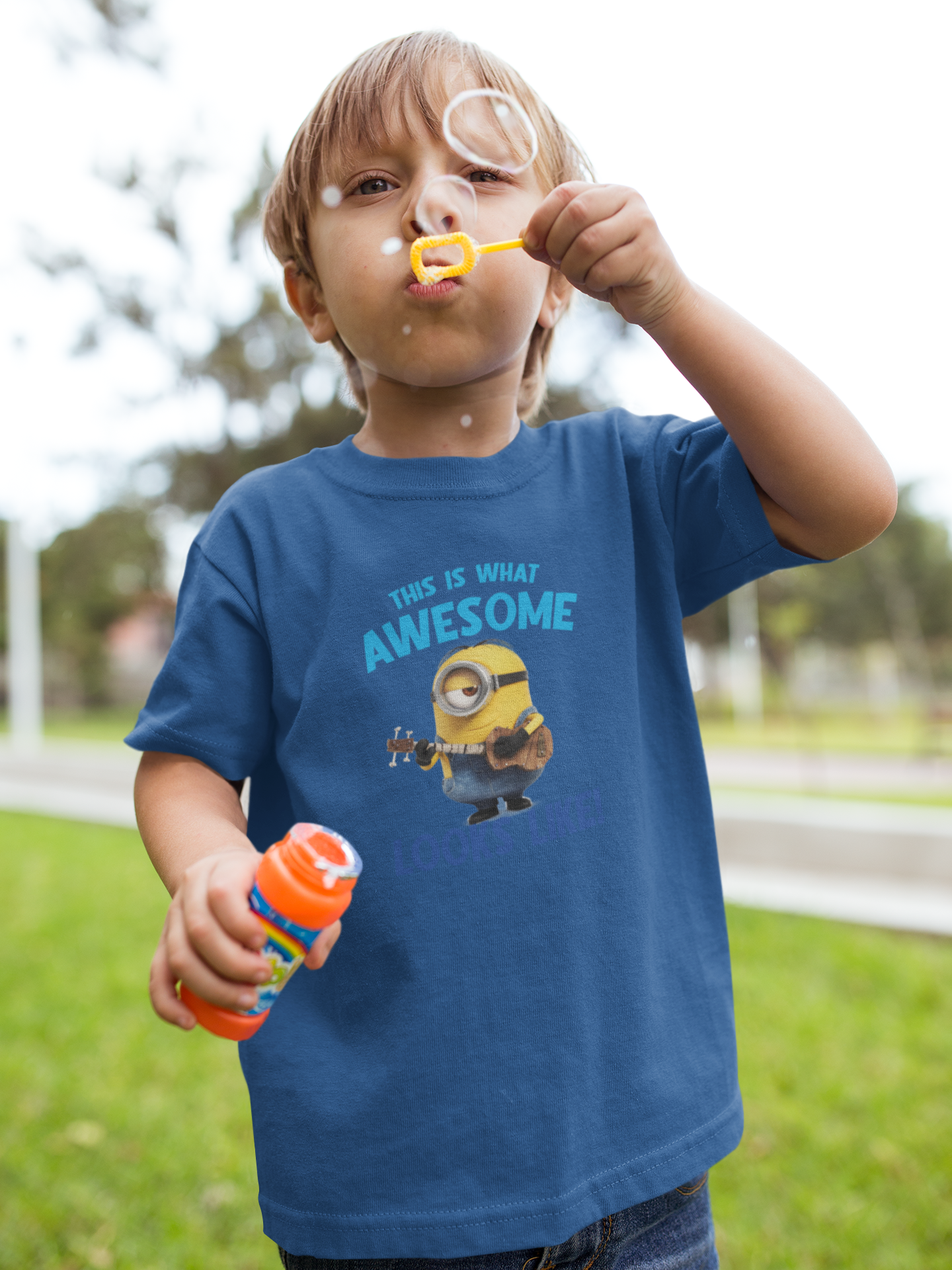 This Is What Awesome Looks Like Minion Half Sleeves T-Shirt for Boy-FunkyTeesClub