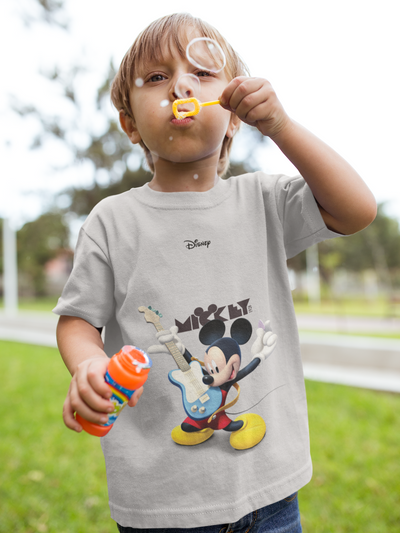 Playing Guitar Cartoon Half Sleeves T-Shirt for Boy-FunkyTeesClub