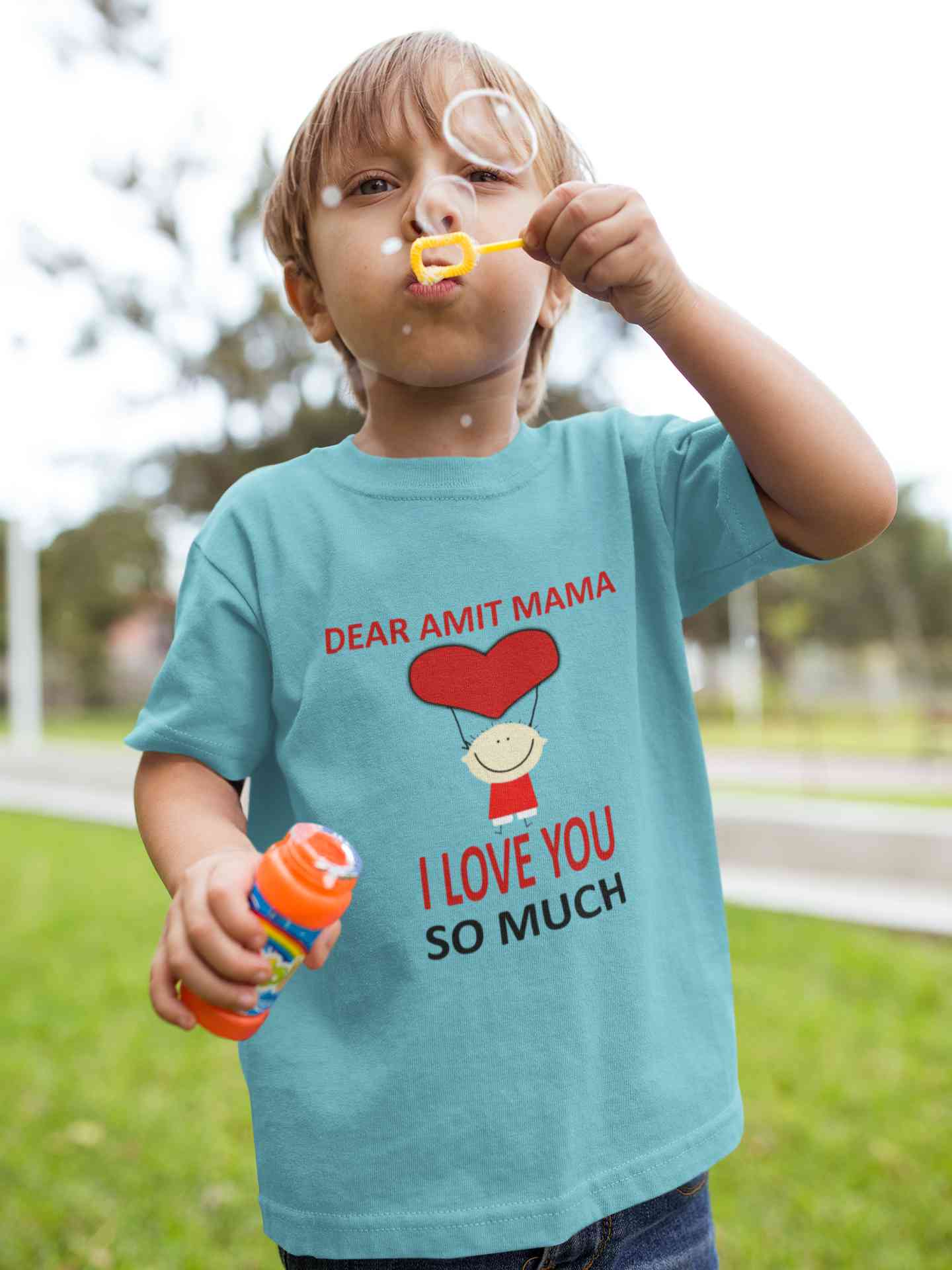 Custom Name I love My Mama So Much Half Sleeves T-Shirt for Boy-FunkyTeesClub