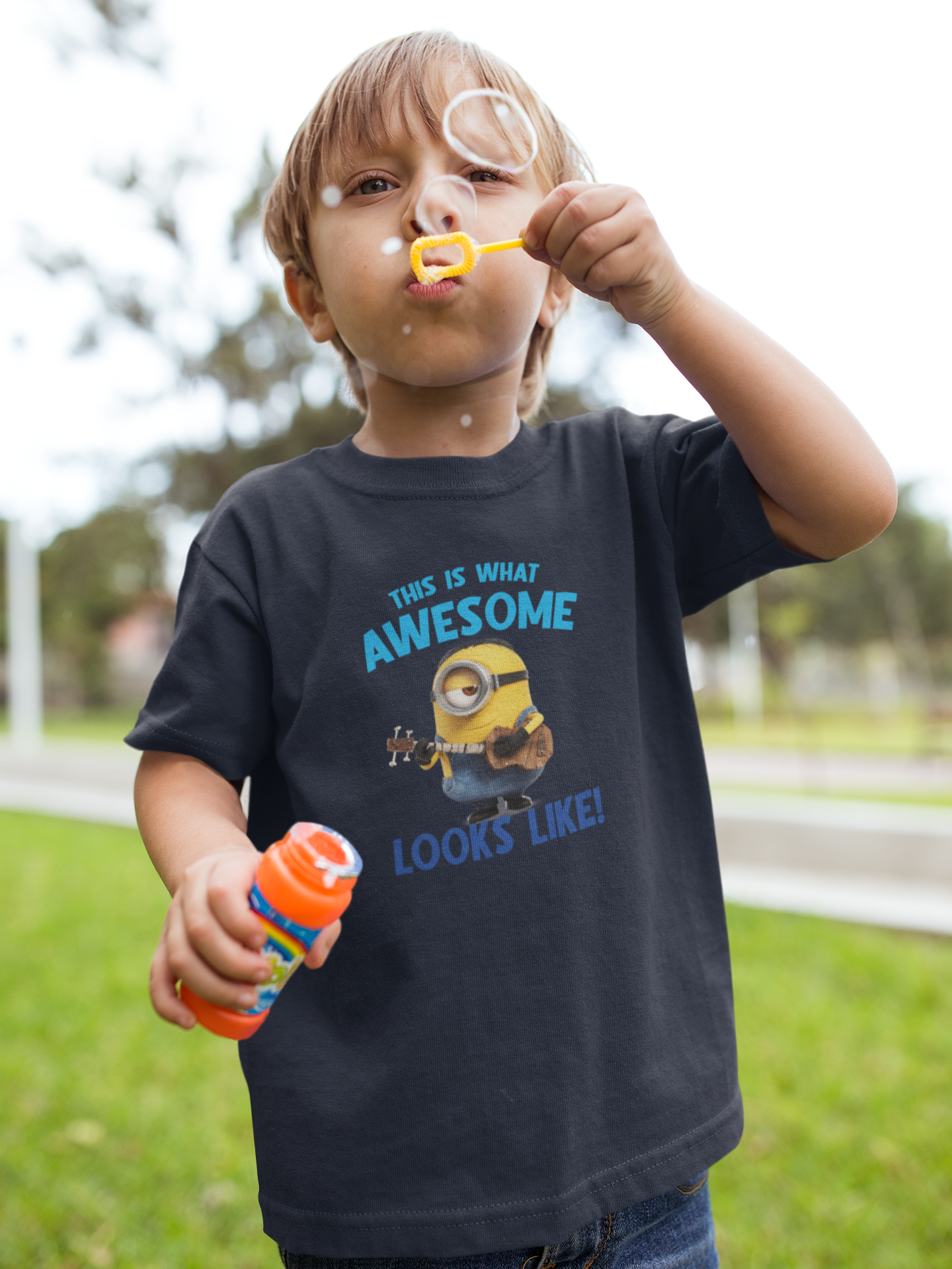 This Is What Awesome Looks Like Minion Half Sleeves T-Shirt for Boy-FunkyTeesClub