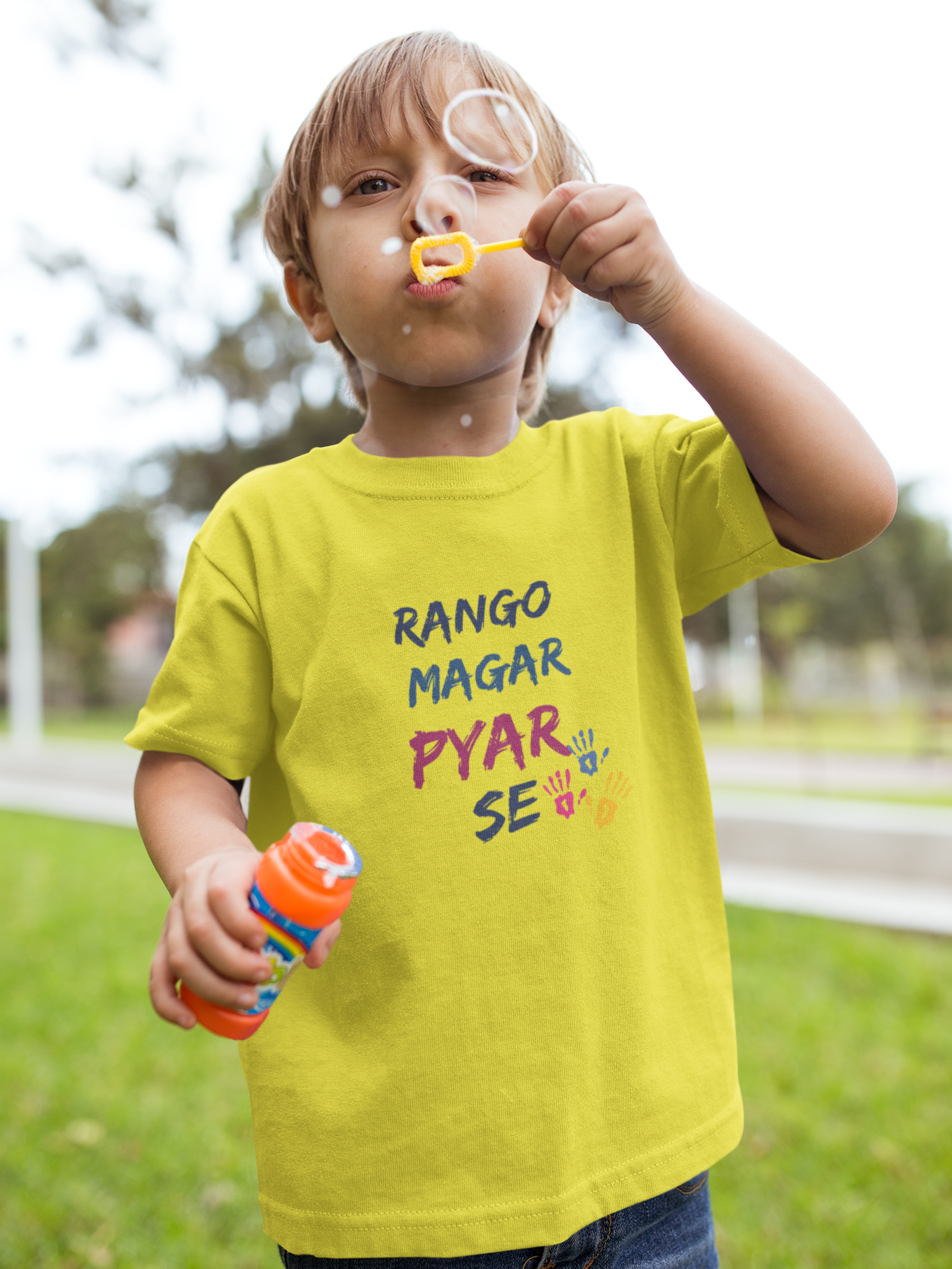 Rango Magar Pyar Se Holi Half Sleeves T-Shirt for Boy-FunkyTeesClub