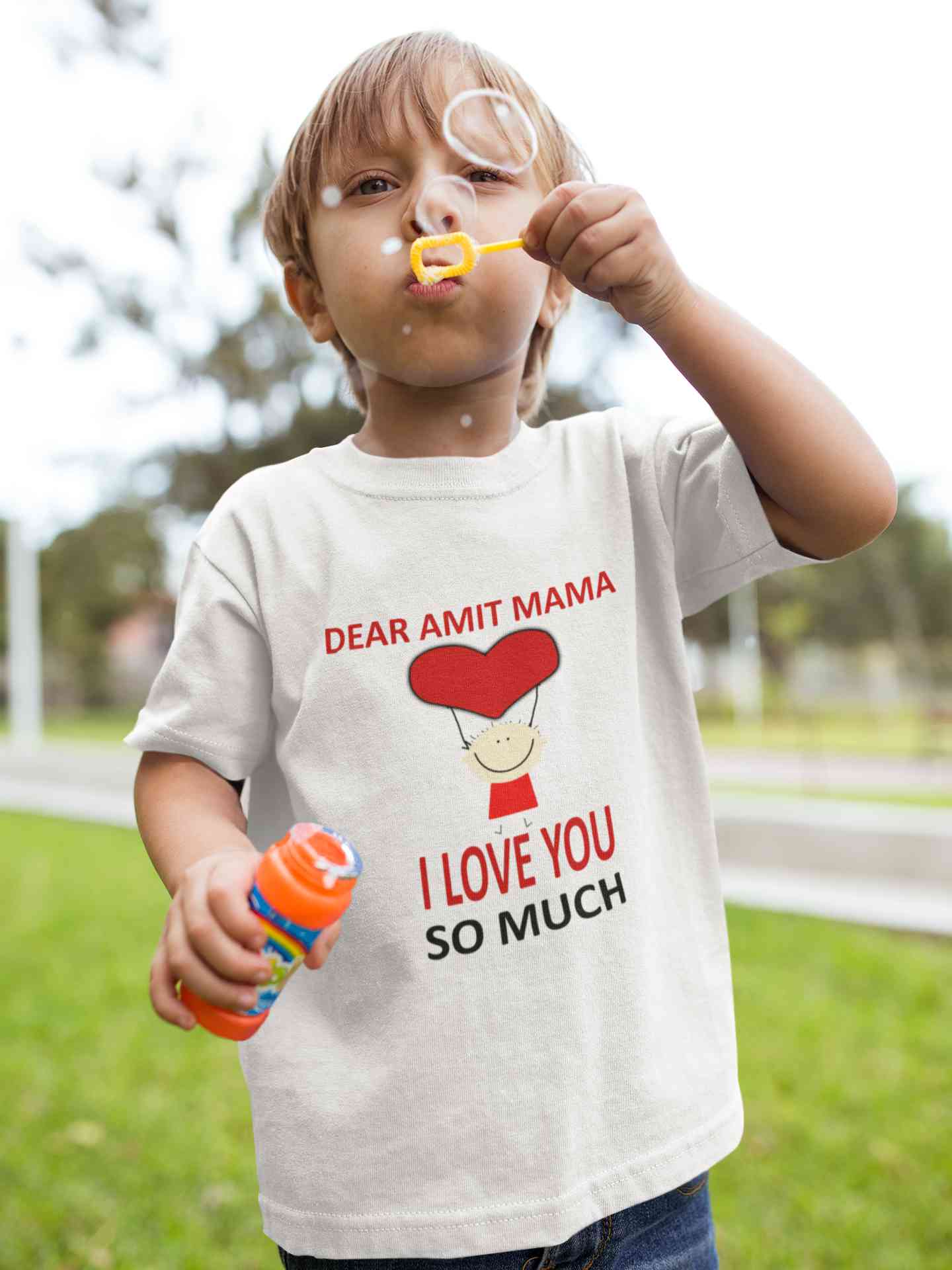 Custom Name I love My Mama So Much Half Sleeves T-Shirt for Boy-FunkyTeesClub