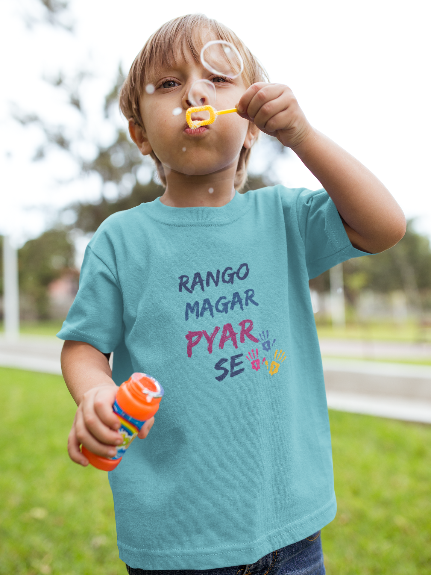 Rango Magar Pyar Se Holi Half Sleeves T-Shirt for Boy-FunkyTeesClub