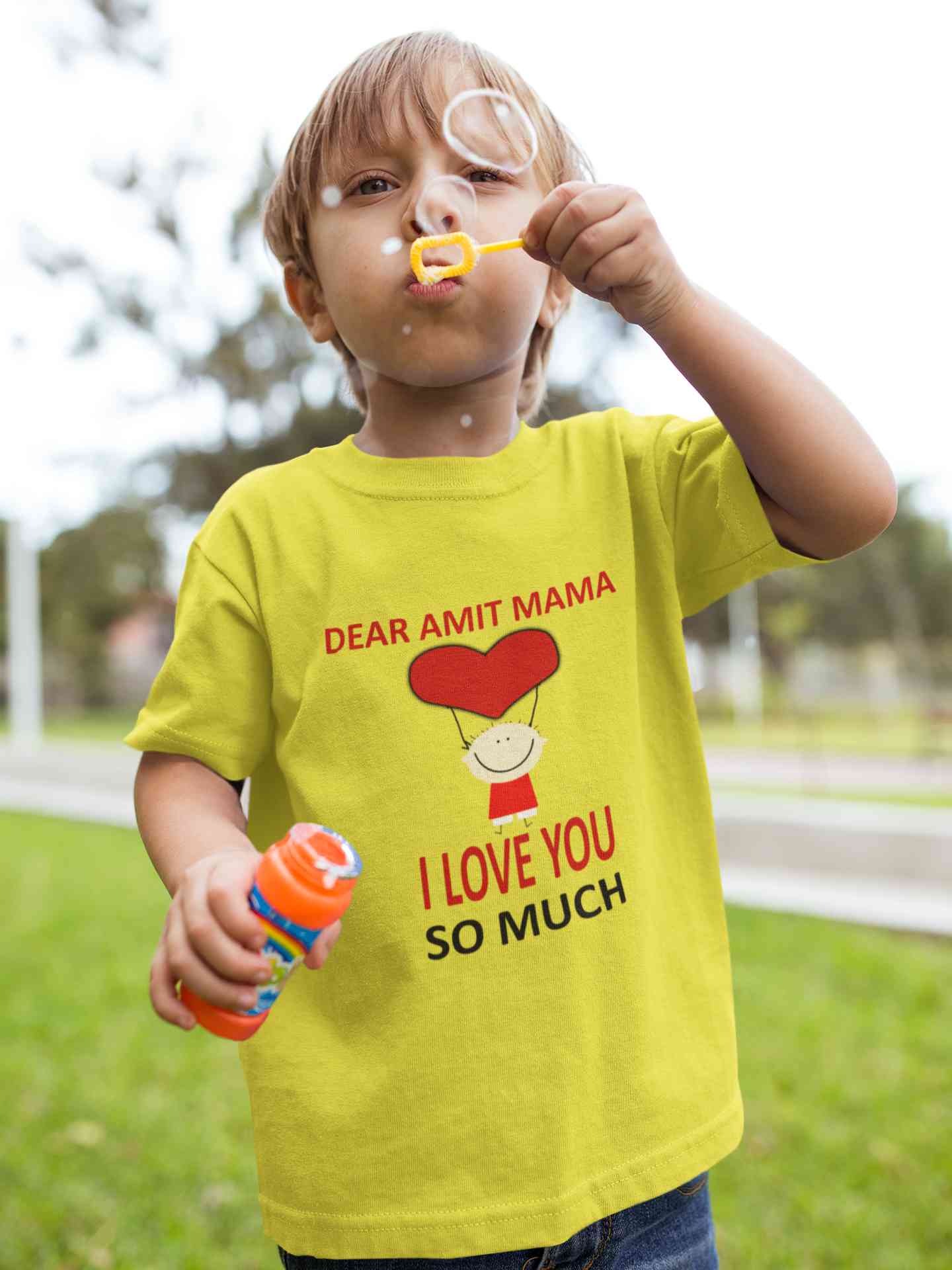Custom Name I love My Mama So Much Half Sleeves T-Shirt for Boy-FunkyTeesClub