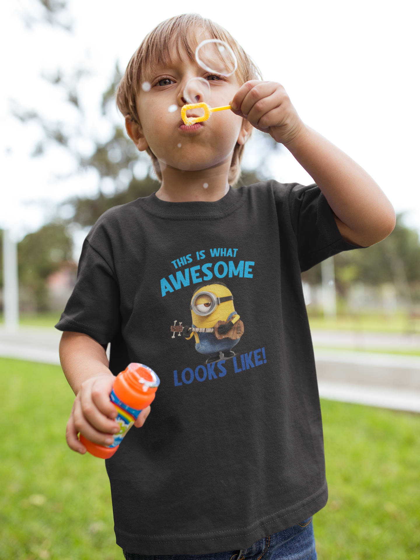 This Is What Awesome Looks Like Minion Half Sleeves T-Shirt for Boy-FunkyTeesClub