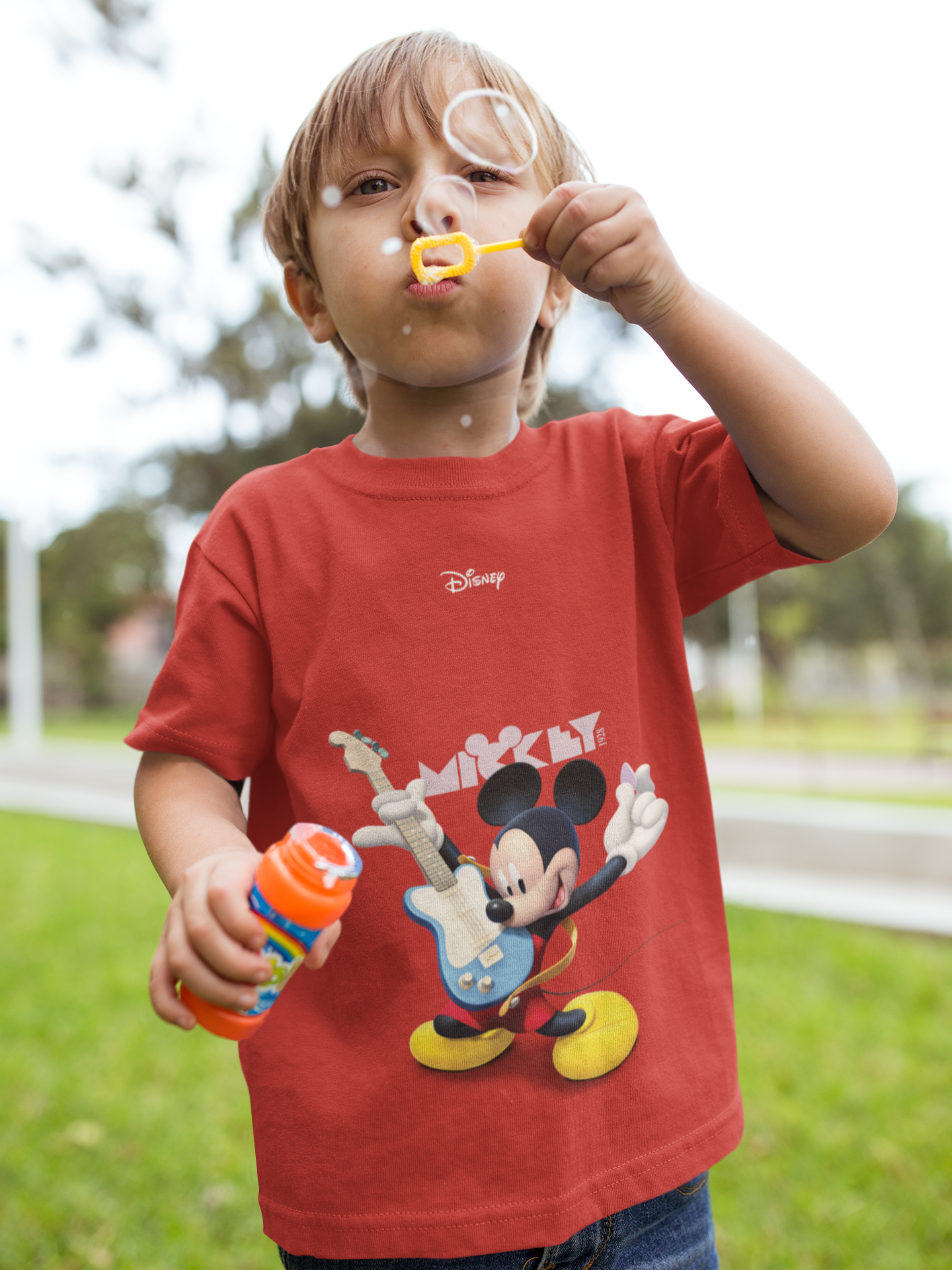 Playing Guitar Cartoon Half Sleeves T-Shirt for Boy-FunkyTeesClub
