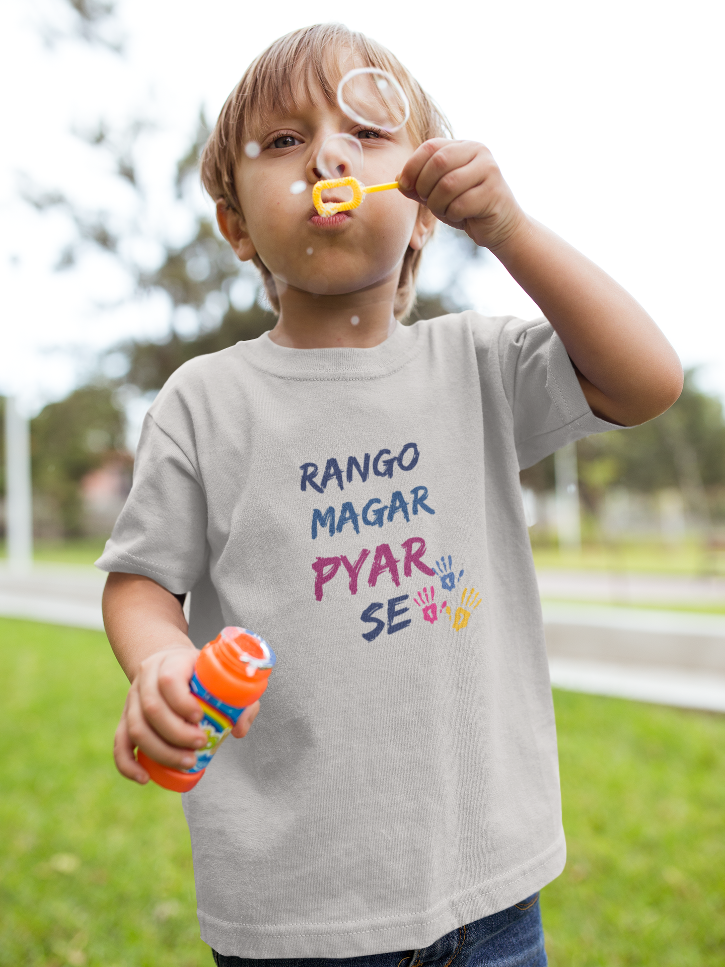Rango Magar Pyar Se Holi Half Sleeves T-Shirt for Boy-FunkyTeesClub