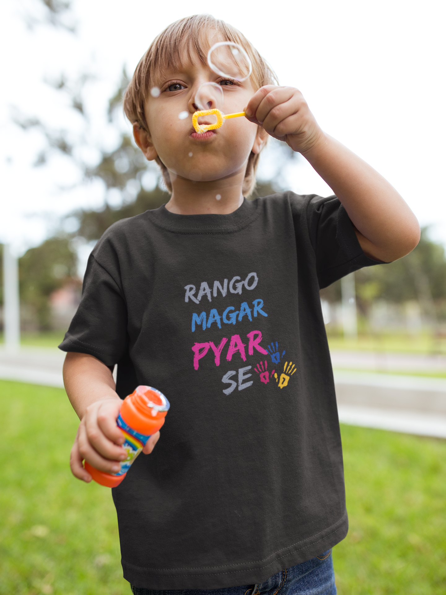 Rango Magar Pyar Se Holi Half Sleeves T-Shirt for Boy-FunkyTeesClub