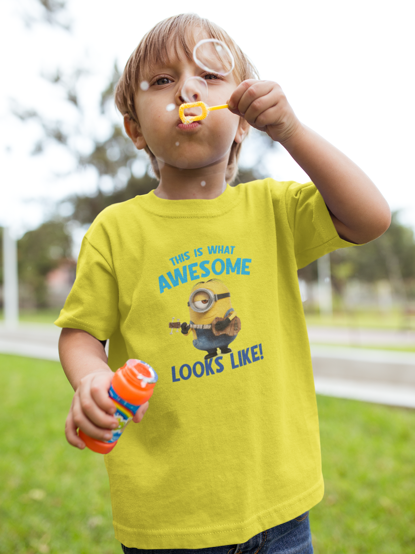 This Is What Awesome Looks Like Minion Half Sleeves T-Shirt for Boy-FunkyTeesClub
