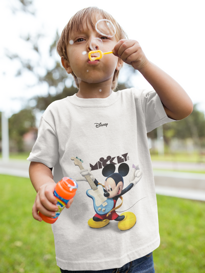 Playing Guitar Cartoon Half Sleeves T-Shirt for Boy-FunkyTeesClub