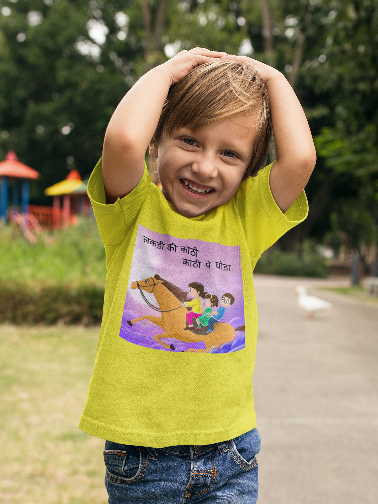 Lakdi Ki Kathi Pe Ghoda Poem Half Sleeves T-Shirt for Boy-FunkyTeesClub