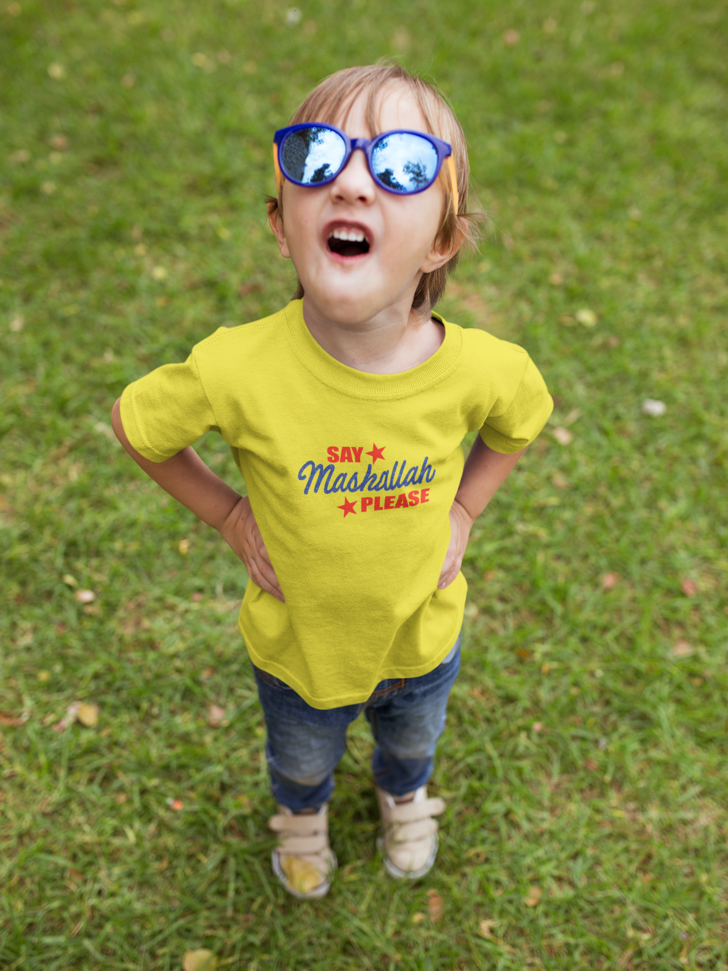 Say Mashallah Please Eid Half Sleeves T-Shirt for Boy-FunkyTeesClub