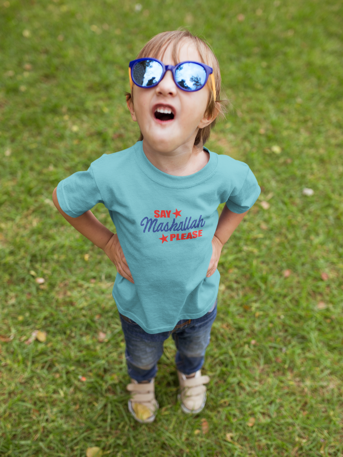 Say Mashallah Please Eid Half Sleeves T-Shirt for Boy-FunkyTeesClub
